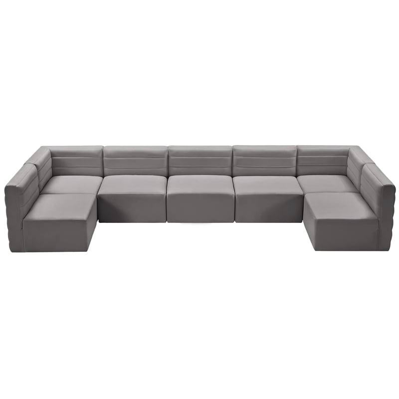 Meridian Furniture Quincy Grey Velvet Modular Sectional
