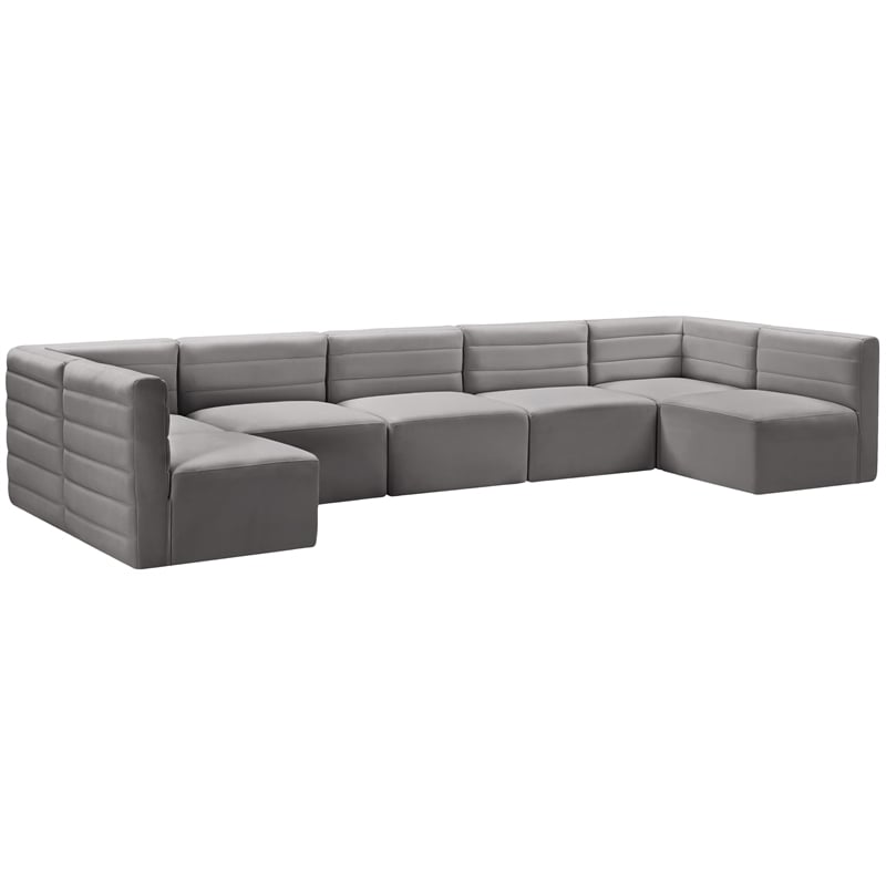 Meridian Furniture Quincy Grey Velvet Modular Sectional