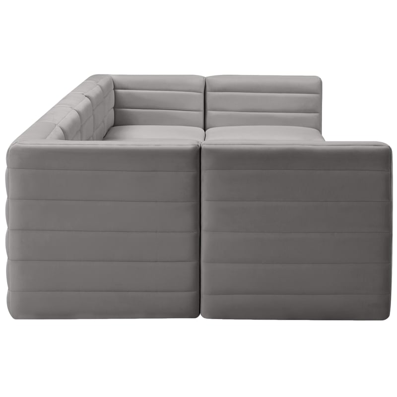 Meridian Furniture Quincy Grey Velvet Modular Sectional