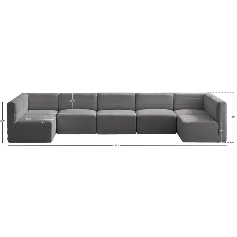Meridian Furniture Quincy Grey Velvet Modular Sectional