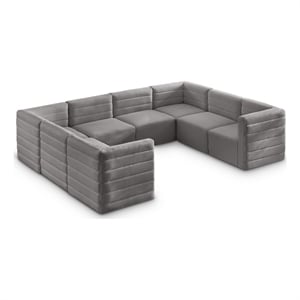 Meridian Furniture Quincy Grey Velvet Modular Sectional