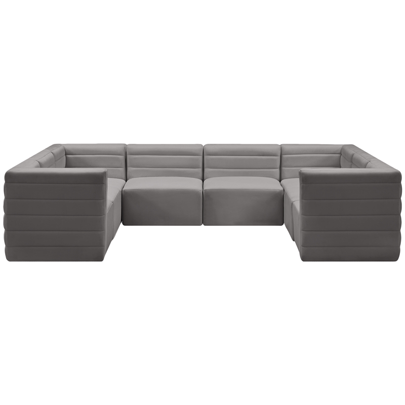 Meridian Furniture Quincy Grey Velvet Modular Sectional