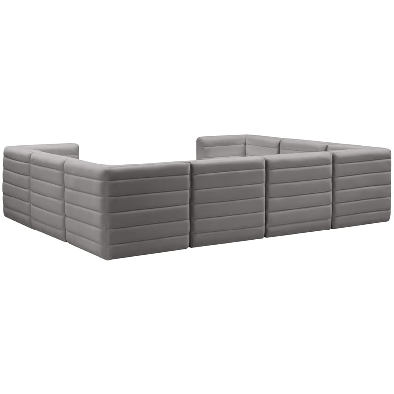 Meridian Furniture Quincy Grey Velvet Modular Sectional