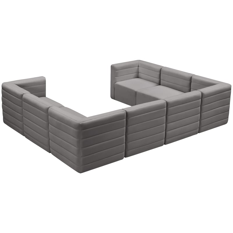 Meridian Furniture Quincy Grey Velvet Modular Sectional