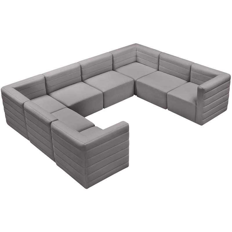 Meridian Furniture Quincy Grey Velvet Modular Sectional