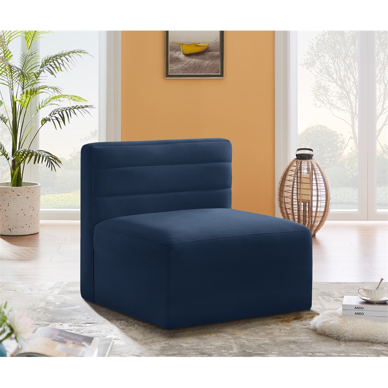 Meridian Furniture Quincy Navy Velvet Modular Armless Chair