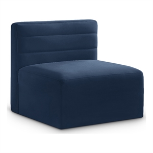 Meridian Furniture Quincy Navy Velvet Modular Armless Chair