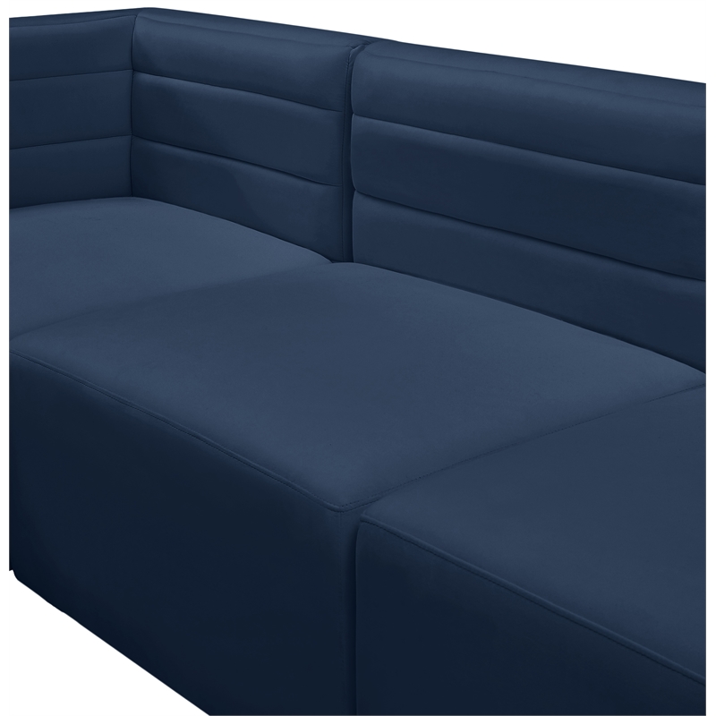 Meridian Furniture Quincy Navy Velvet Modular Armless Chair