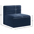 Meridian Furniture Quincy Navy Velvet Modular Armless Chair