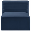 Meridian Furniture Quincy Navy Velvet Modular Armless Chair