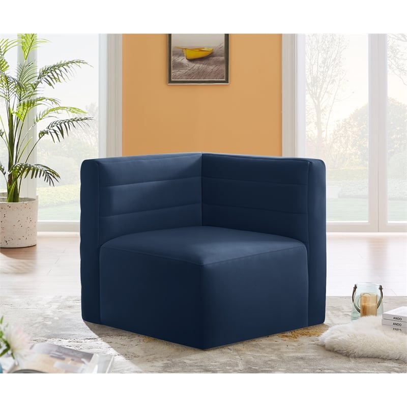 Meridian Furniture Quincy Navy Velvet Modular Corner Chair