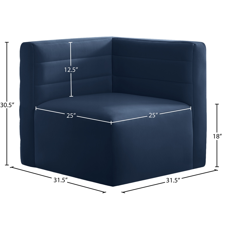 Meridian Furniture Quincy Navy Velvet Modular Corner Chair