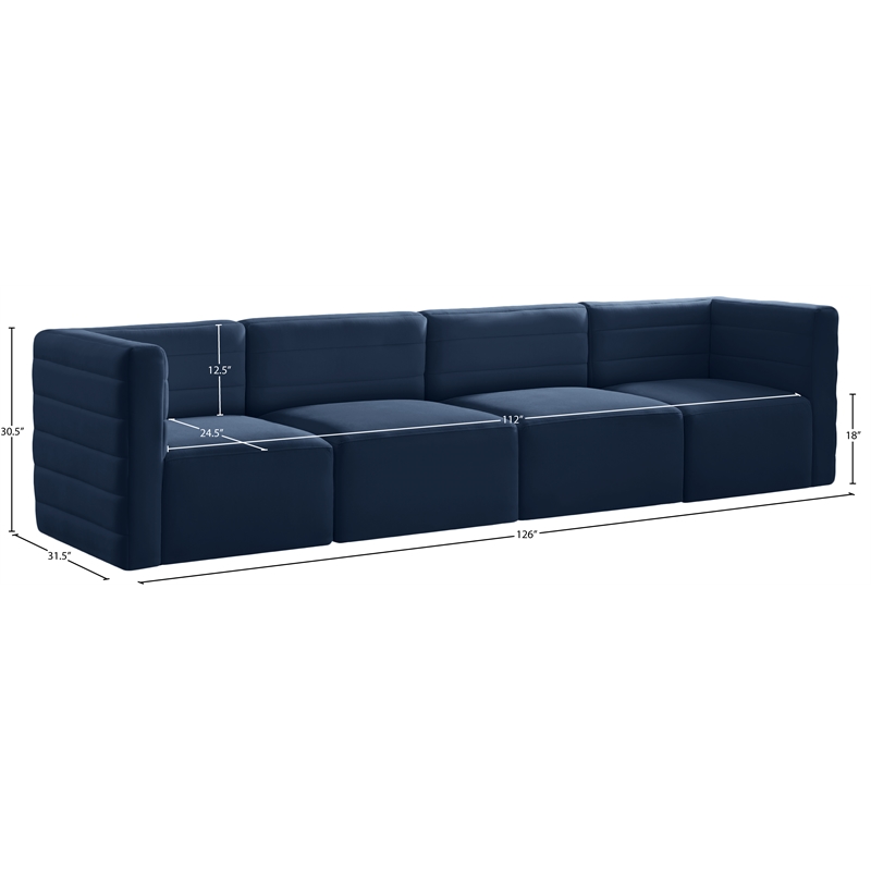 Meridian Furniture Quincy Navy Velvet Modular Sofa