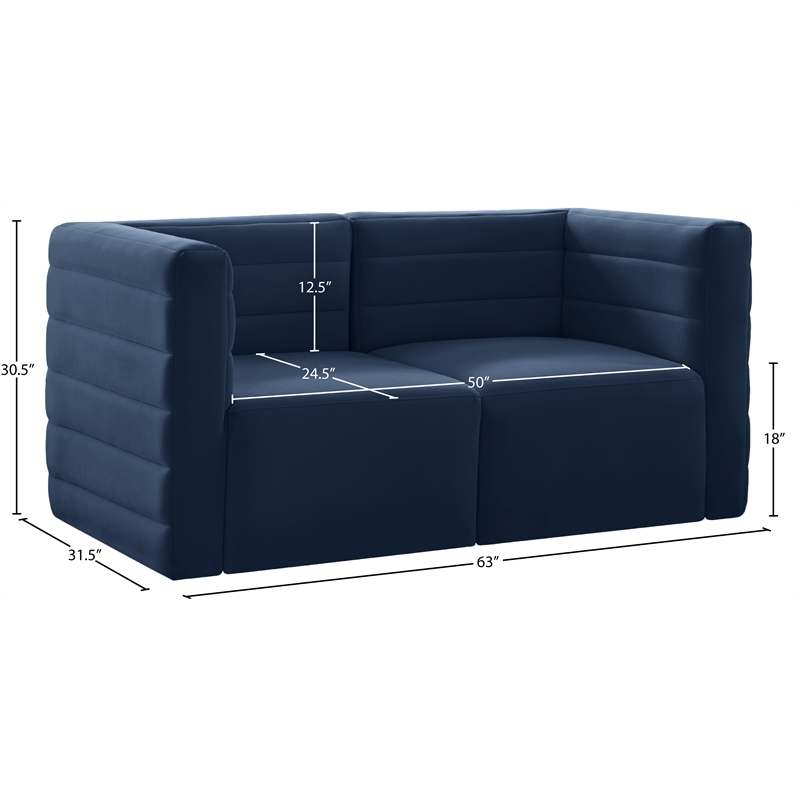 Meridian Furniture Quincy Navy Velvet Modular Sofa