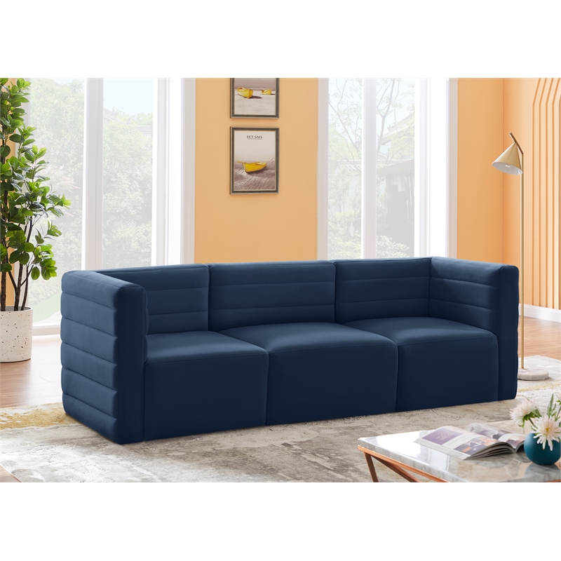 Meridian Furniture Quincy Navy Velvet Modular Sofa