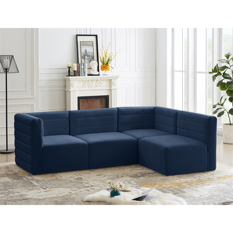 Meridian Furniture Quincy Navy Velvet Modular Sectional
