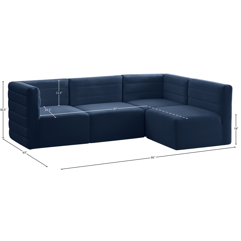 Meridian Furniture Quincy Navy Velvet Modular Sectional