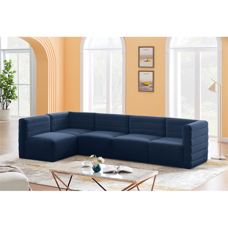 Meridian Furniture Quincy Navy Velvet Modular Sectional
