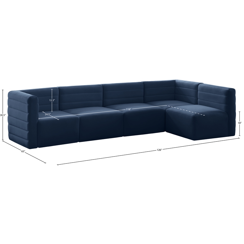 Meridian Furniture Quincy Navy Velvet Modular Sectional