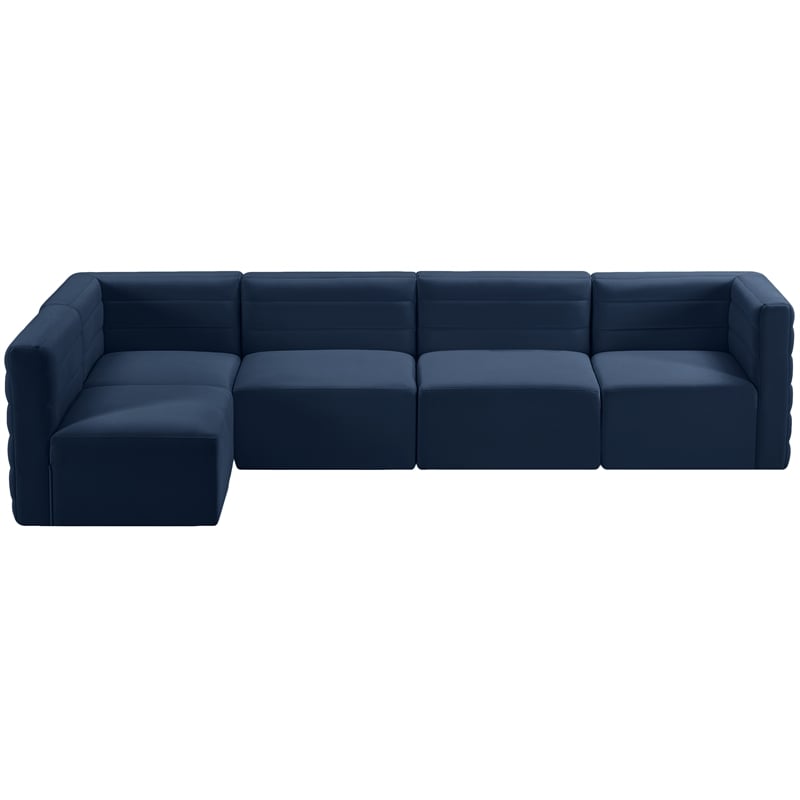 Meridian Furniture Quincy Navy Velvet Modular Sectional