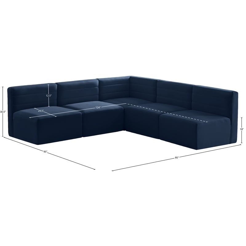 Meridian Furniture Quincy Navy Velvet Modular Sectional