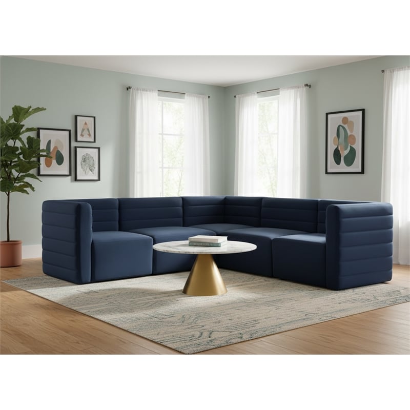 Meridian Furniture Quincy Navy Velvet Modular Sectional