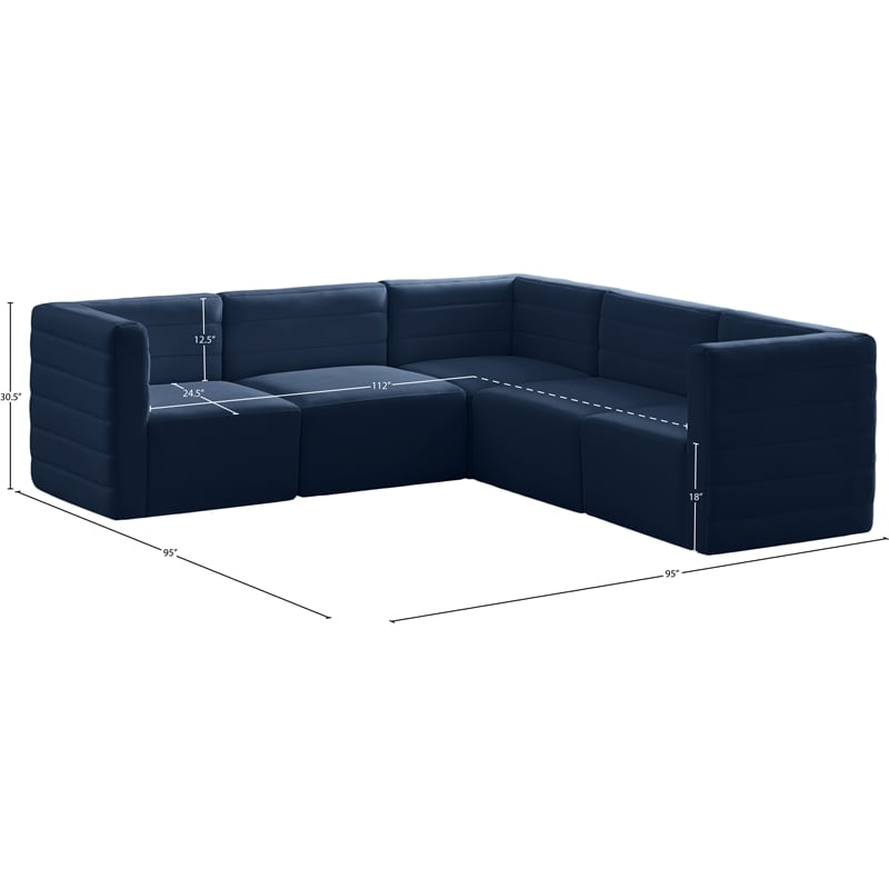 Meridian Furniture Quincy Navy Velvet Modular Sectional