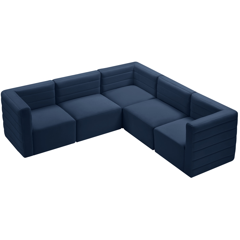 Meridian Furniture Quincy Navy Velvet Modular Sectional
