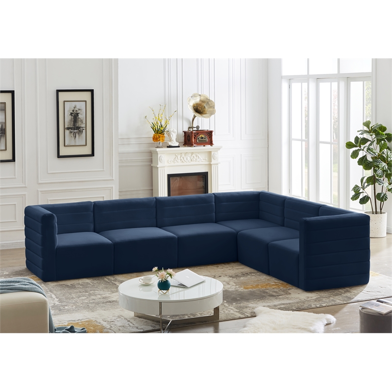 Meridian Furniture Quincy Navy Velvet Modular Sectional
