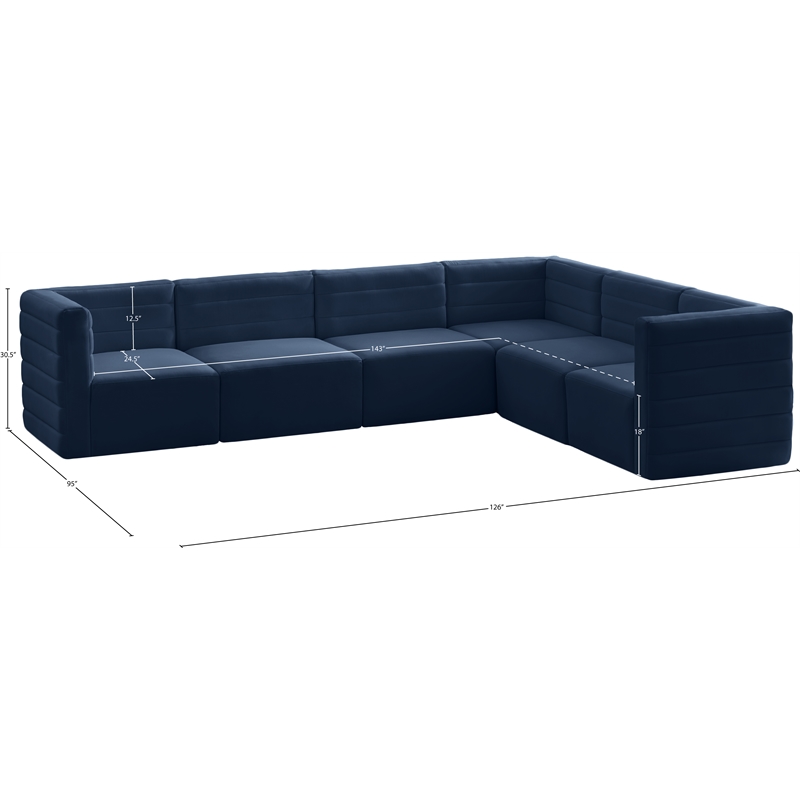 Meridian Furniture Quincy Navy Velvet Modular Sectional