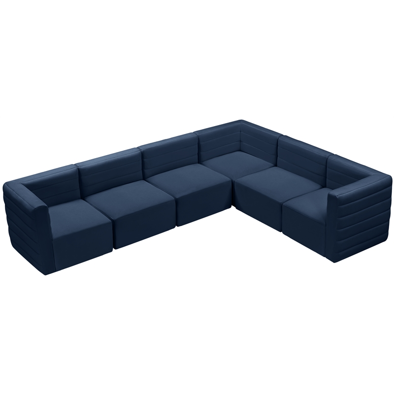Meridian Furniture Quincy Navy Velvet Modular Sectional