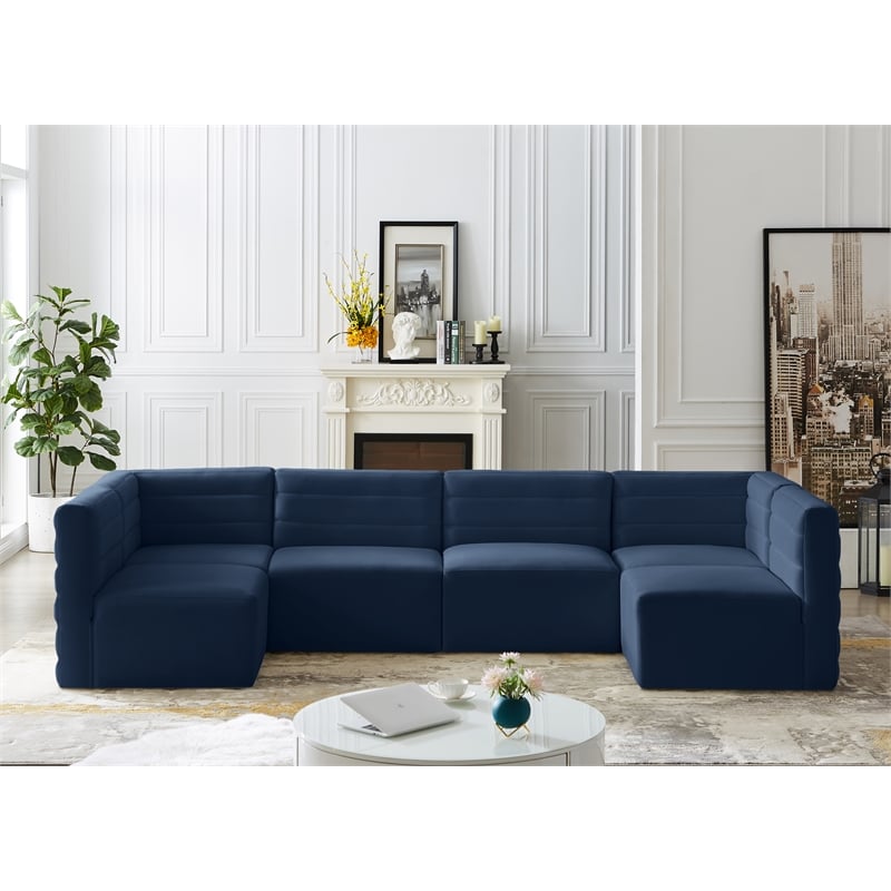 Meridian Furniture Quincy Navy Velvet Modular Sectional