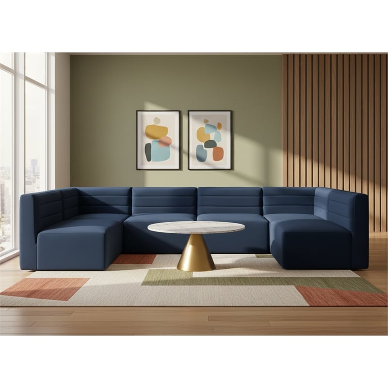 Meridian Furniture Quincy Navy Velvet Modular Sectional