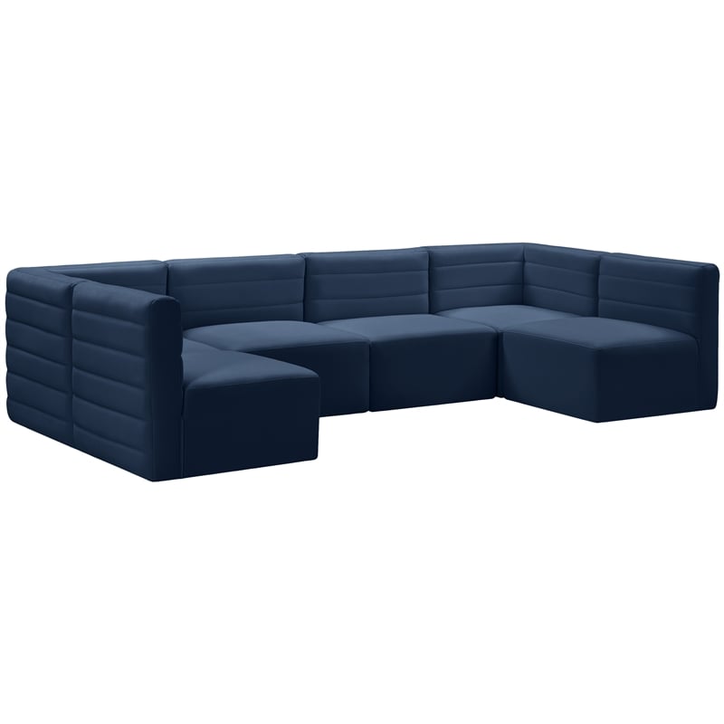 Meridian Furniture Quincy Navy Velvet Modular Sectional