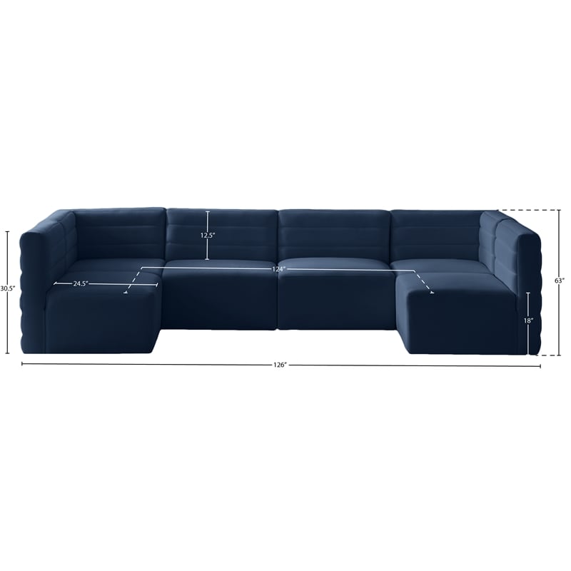 Meridian Furniture Quincy Navy Velvet Modular Sectional