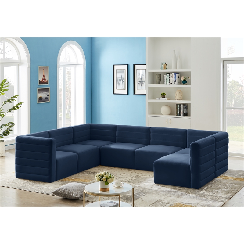 Meridian Furniture Quincy Navy Velvet Modular Sectional