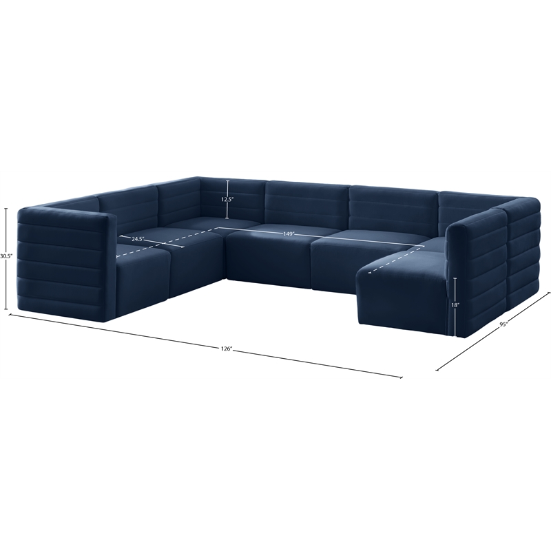 Meridian Furniture Quincy Navy Velvet Modular Sectional