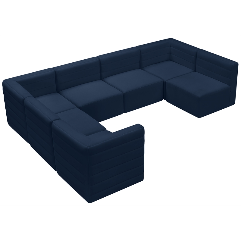 Meridian Furniture Quincy Navy Velvet Modular Sectional