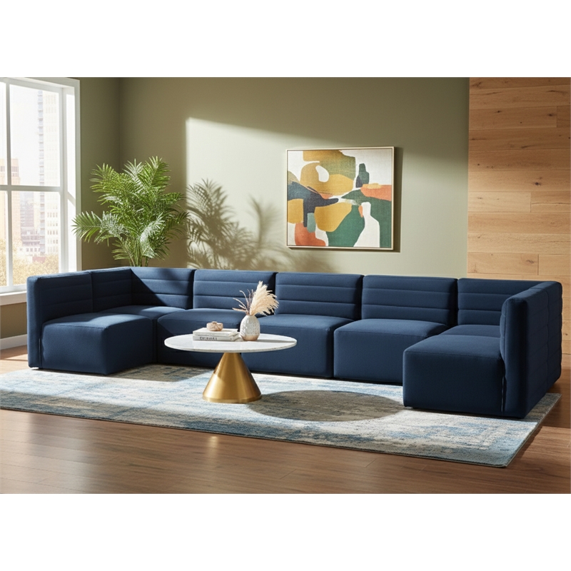 Meridian Furniture Quincy Navy Velvet Modular Sectional