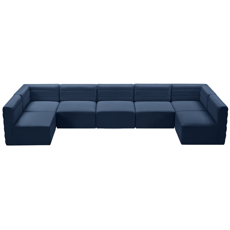 Meridian Furniture Quincy Navy Velvet Modular Sectional