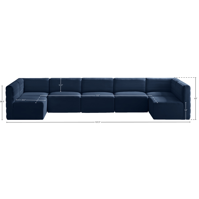 Meridian Furniture Quincy Navy Velvet Modular Sectional