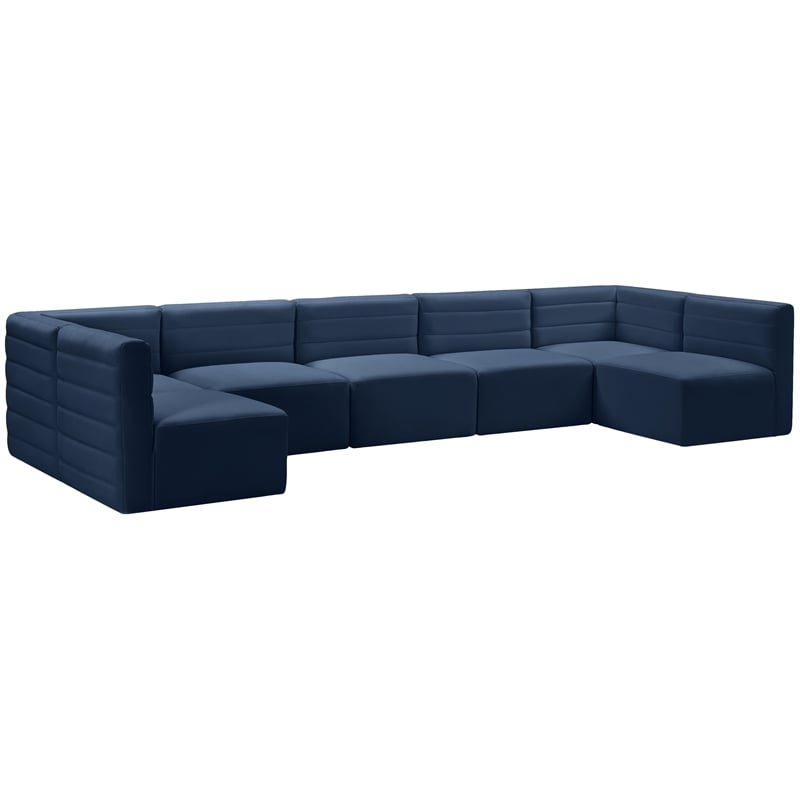 Meridian Furniture Quincy Navy Velvet Modular Sectional