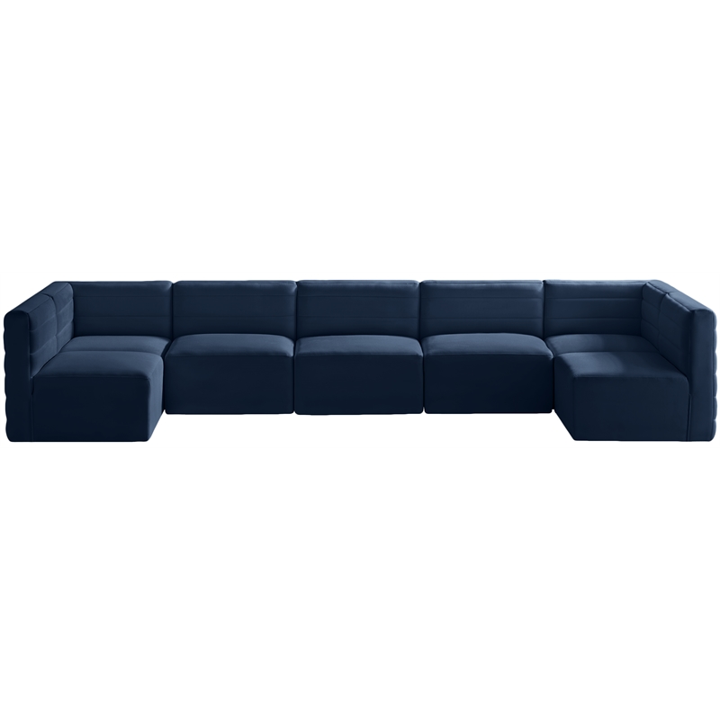 Meridian Furniture Quincy Navy Velvet Modular Sectional