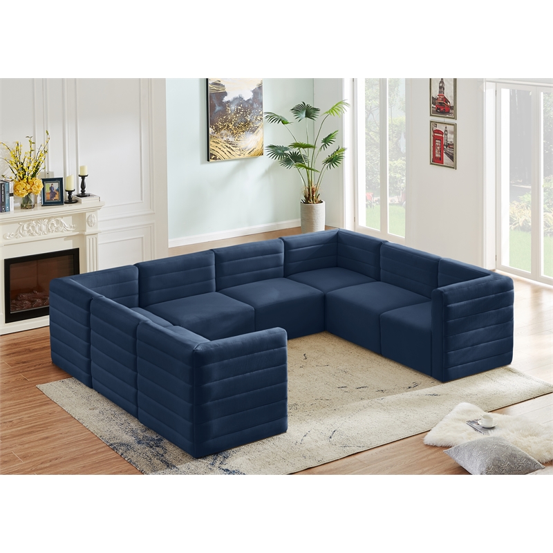 Meridian Furniture Quincy Navy Velvet Modular Sectional