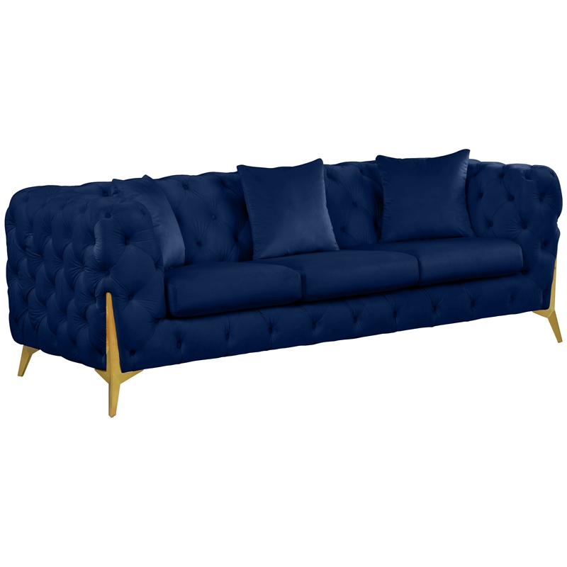 Meridian Furniture Kingdom Navy Velvet Sofa
