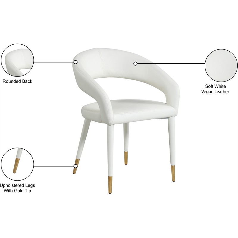 Meridian Furniture Destiny Off White Cream Vegan Leather Dining Chair