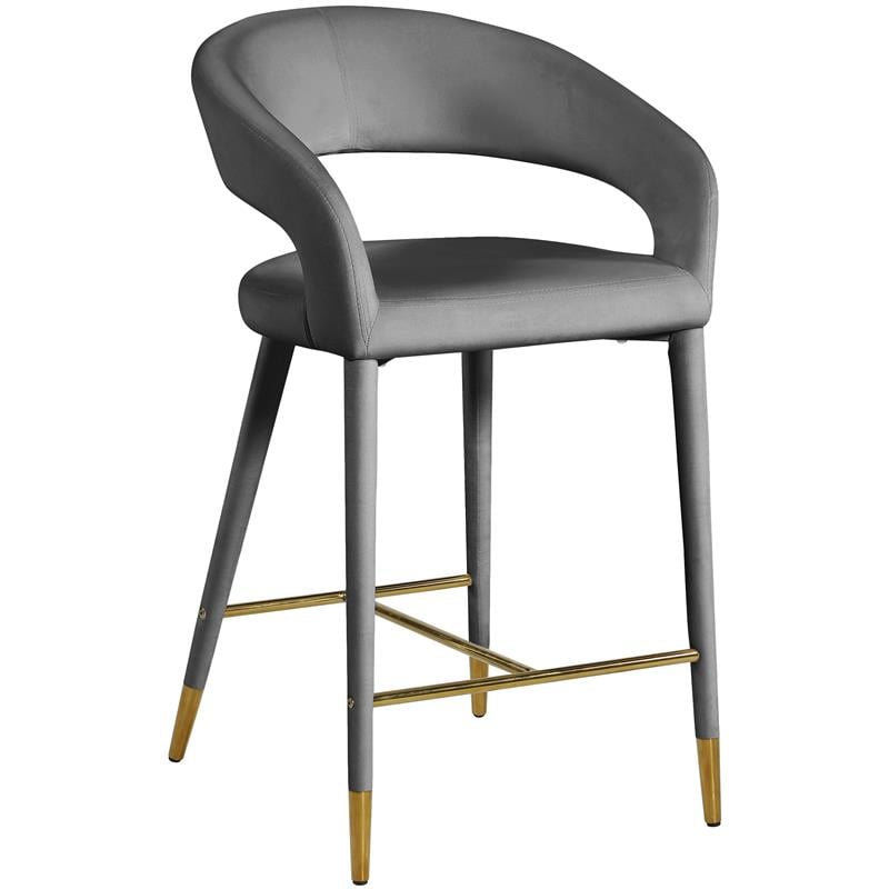 Meridian Furniture Destiny Grey Velvet Stool
