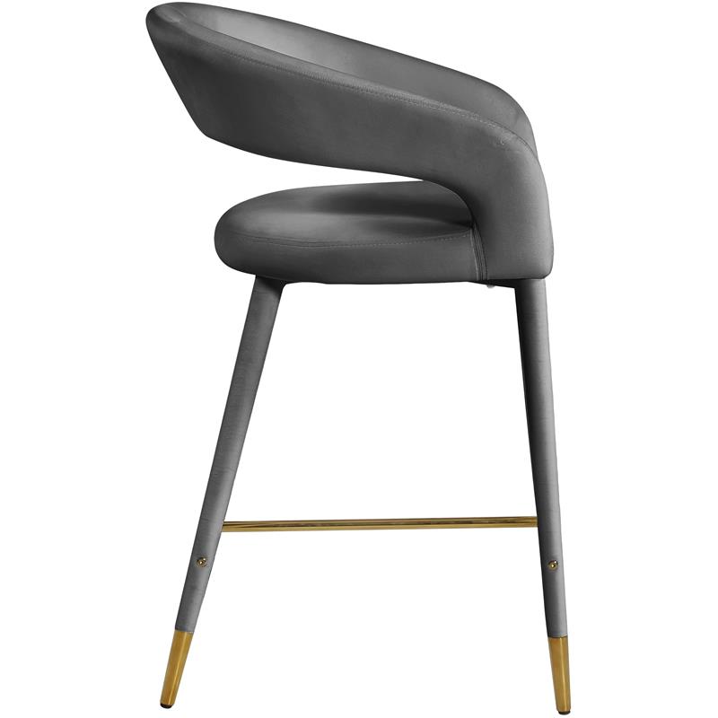 Meridian Furniture Destiny Grey Velvet Stool