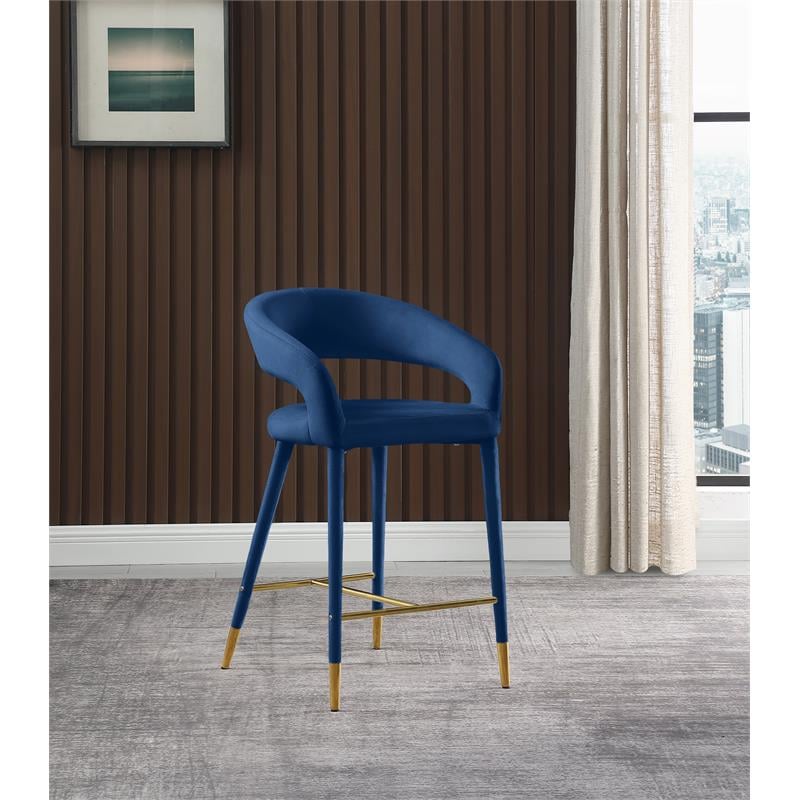 Meridian Furniture Destiny Navy Velvet Stool
