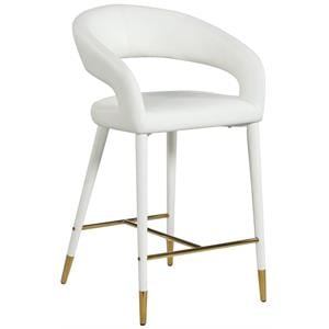 Meridian Furniture Destiny Off White Cream Vegan Leather Stool